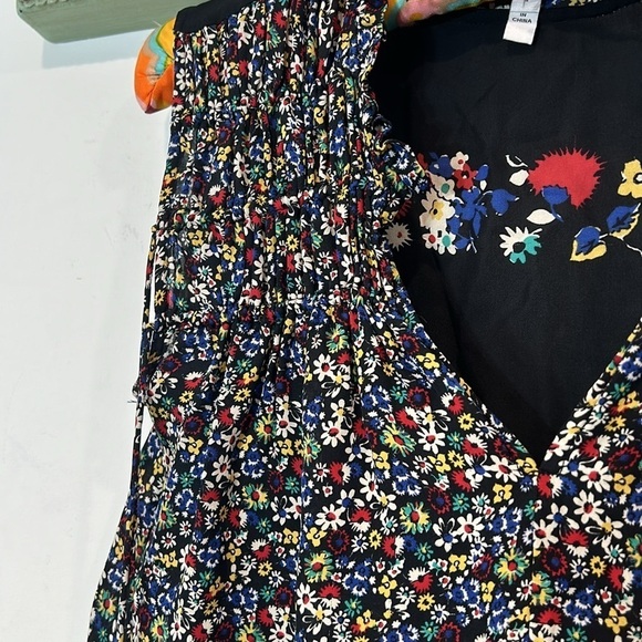 DEREK LAM 10 Crosby Top Womens 4 Sleeveless 100% Silk Floral Blouse Tassels tank - Picture 5 of 6